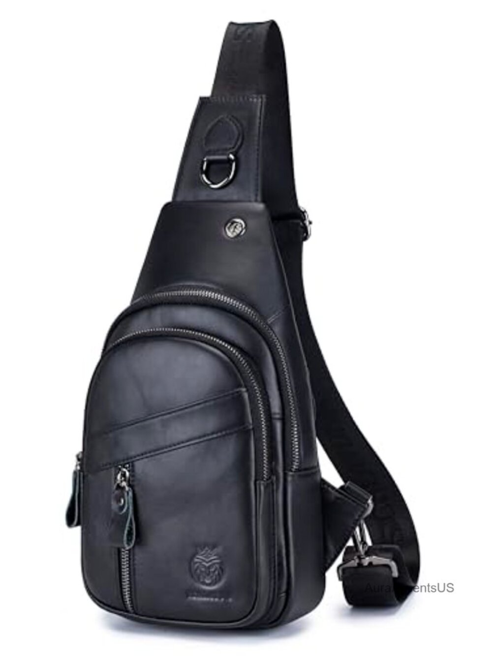 Genuine Leather Crossbody Sling Bag Men Casual Chest Bag Adjustable Strap Travel